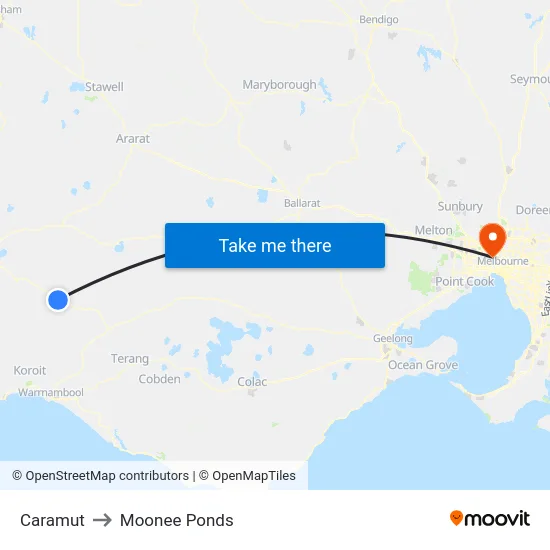Caramut to Moonee Ponds map