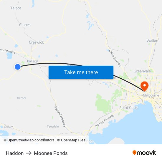 Haddon to Moonee Ponds map