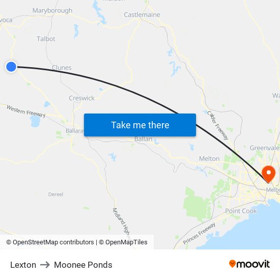 Lexton to Moonee Ponds map
