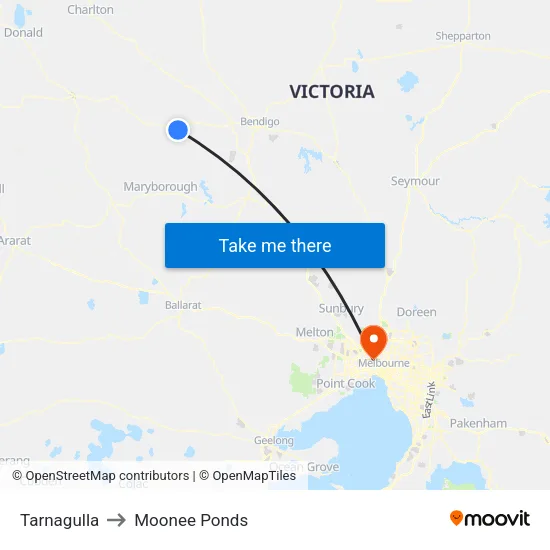Tarnagulla to Moonee Ponds map