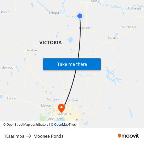 Kaarimba to Moonee Ponds map