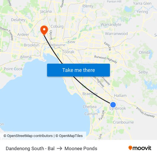 Dandenong South - Bal to Moonee Ponds map