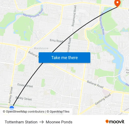 Tottenham Station to Moonee Ponds map