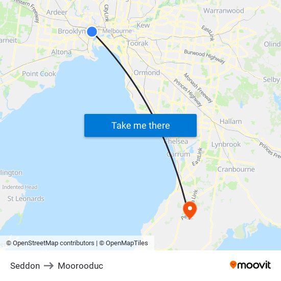 Seddon to Moorooduc map