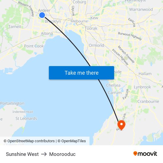 Sunshine West to Moorooduc map