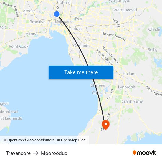 Travancore to Moorooduc map