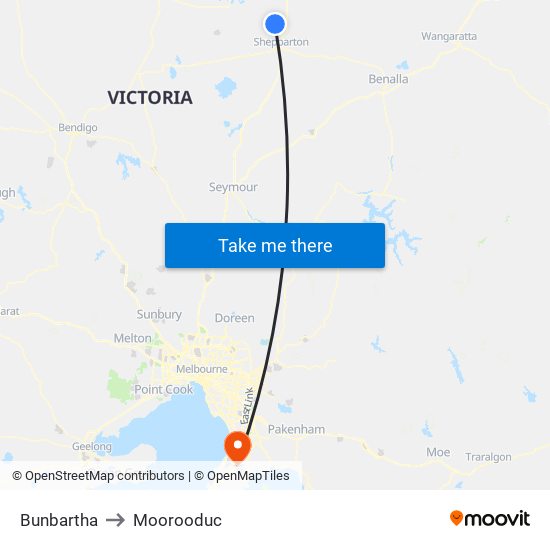 Bunbartha to Moorooduc map