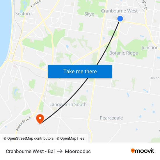 Cranbourne West - Bal to Moorooduc map