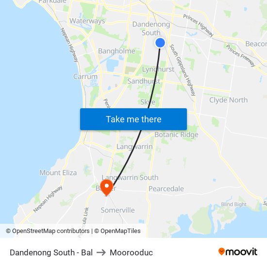 Dandenong South - Bal to Moorooduc map