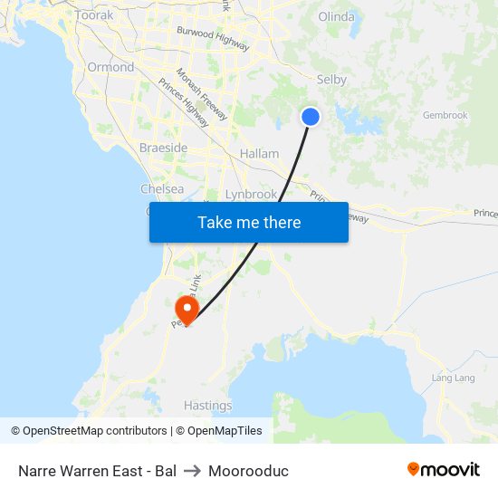 Narre Warren East - Bal to Moorooduc map