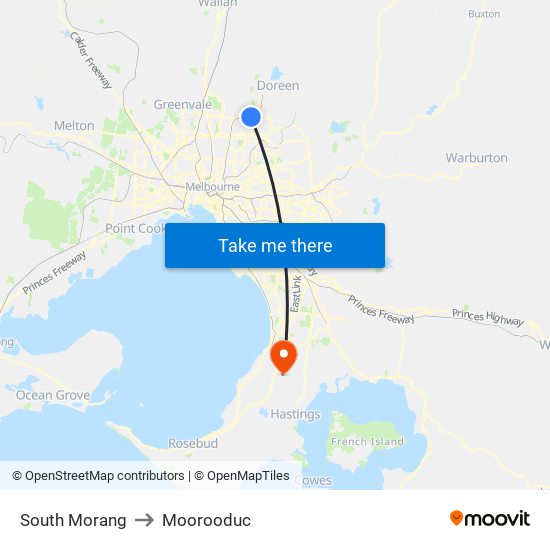 South Morang to Moorooduc map