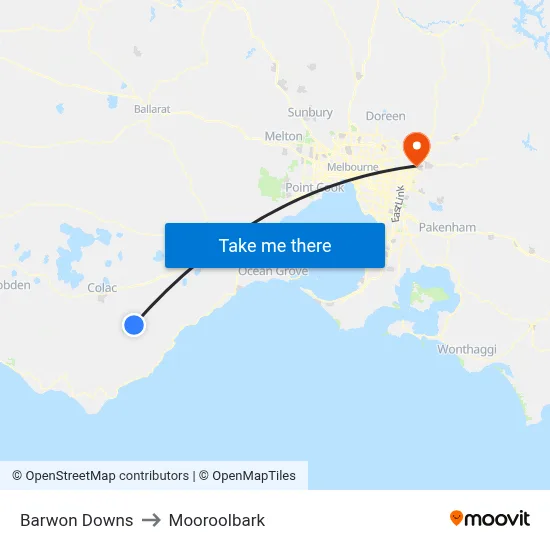 Barwon Downs to Mooroolbark map