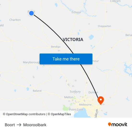 Boort to Mooroolbark map