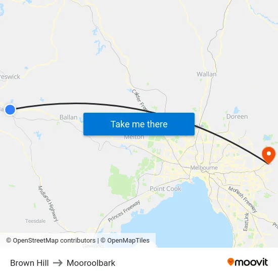 Brown Hill to Mooroolbark map