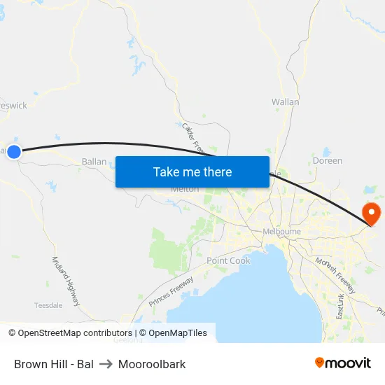 Brown Hill - Bal to Mooroolbark map