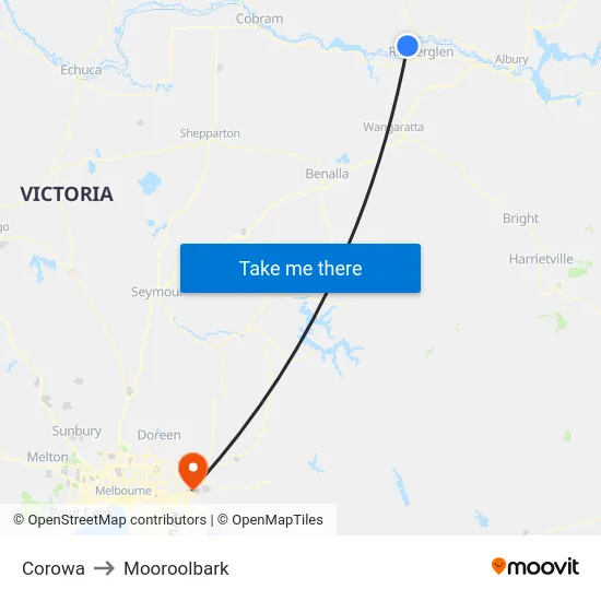 Corowa to Mooroolbark map