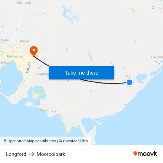 Longford to Mooroolbark map