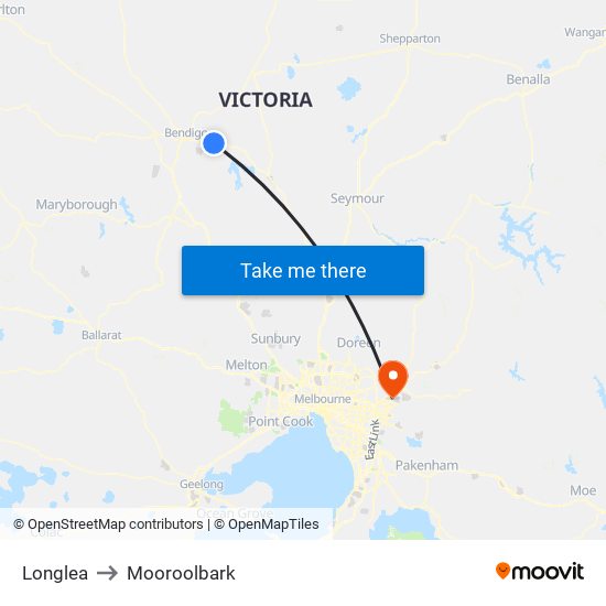 Longlea to Mooroolbark map