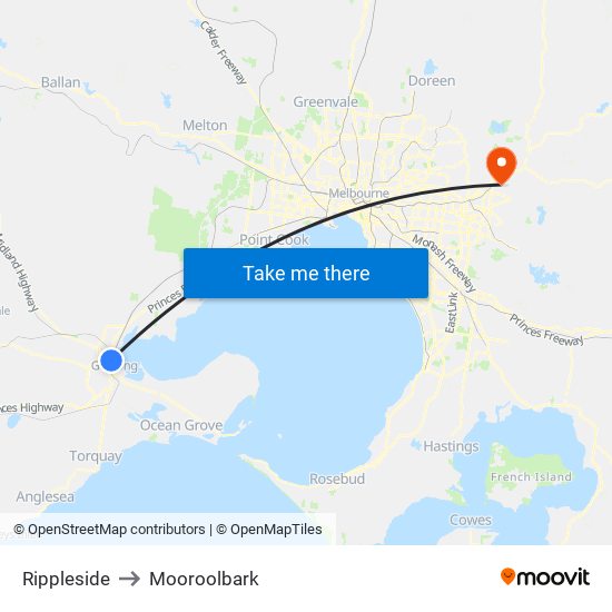 Rippleside to Mooroolbark map