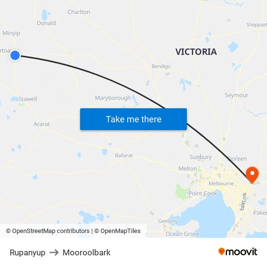 Rupanyup to Mooroolbark map