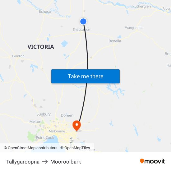 Tallygaroopna to Mooroolbark map