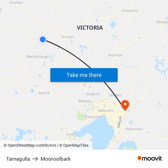Tarnagulla to Mooroolbark map