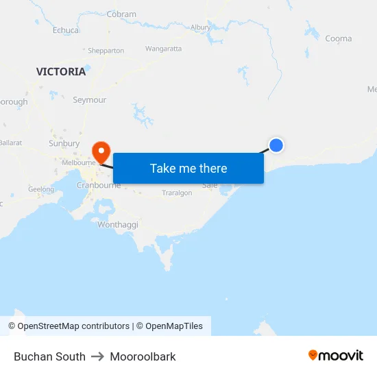 Buchan South to Mooroolbark map