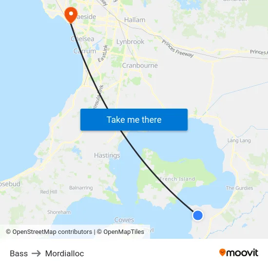 Bass to Mordialloc map