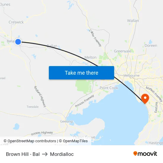 Brown Hill - Bal to Mordialloc map