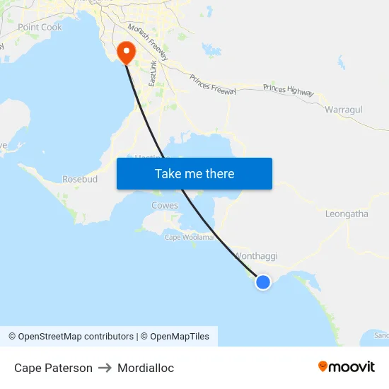 Cape Paterson to Mordialloc map