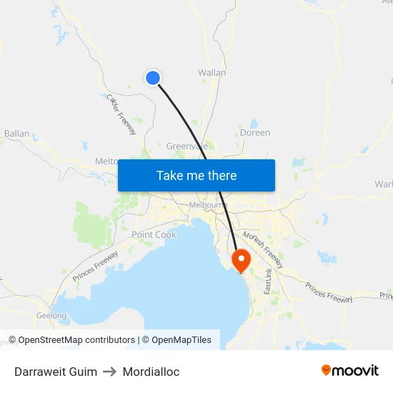 Darraweit Guim to Mordialloc map