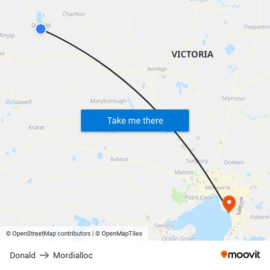 Donald to Mordialloc map