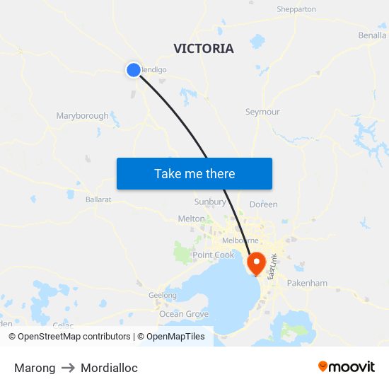 Marong to Mordialloc map