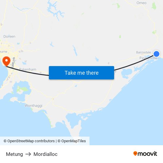 Metung to Mordialloc map