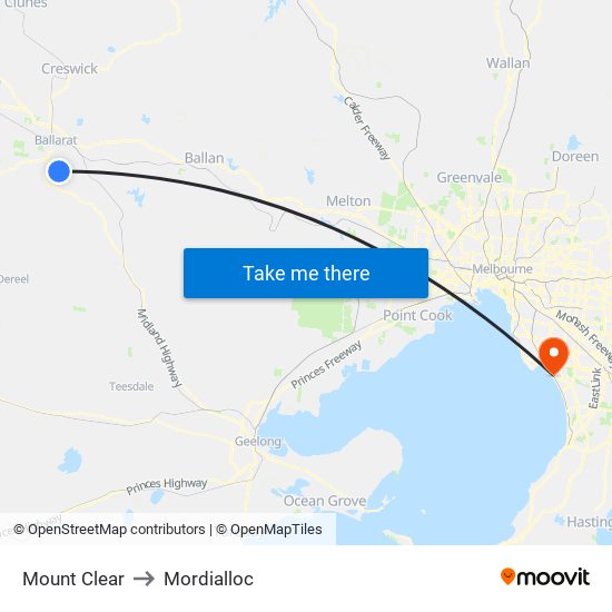 Mount Clear to Mordialloc map