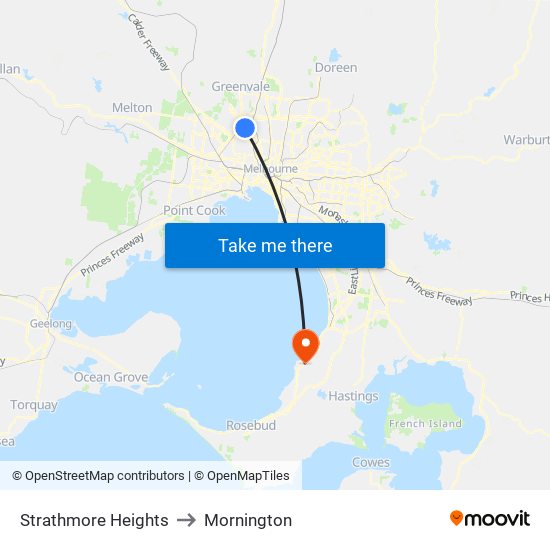 Strathmore Heights to Mornington map