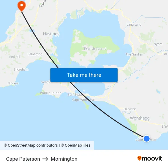Cape Paterson to Mornington map