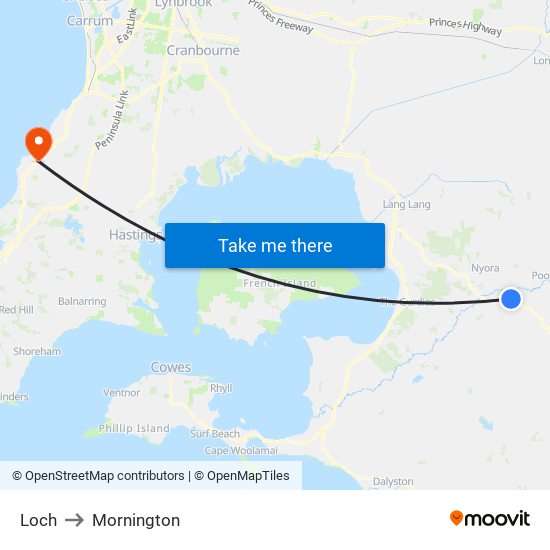 Loch to Mornington map