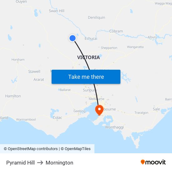 Pyramid Hill to Mornington map