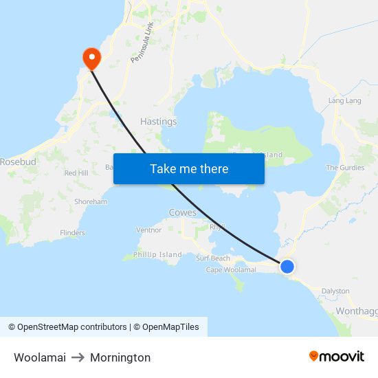 Woolamai to Mornington map