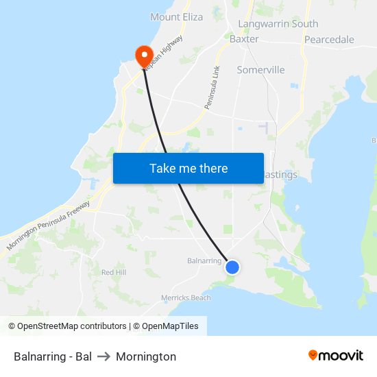 Balnarring - Bal to Mornington map