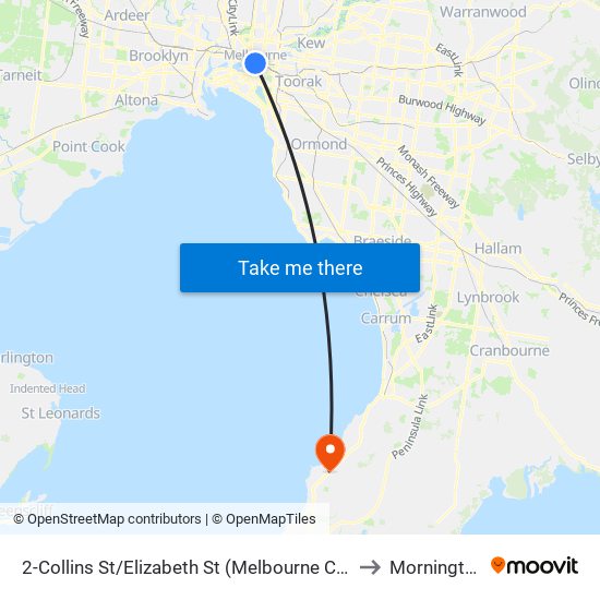 2-Collins St/Elizabeth St (Melbourne City) to Mornington map