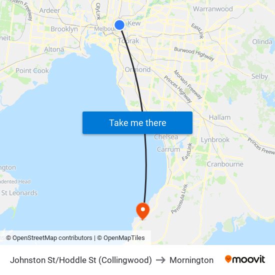 Johnston St/Hoddle St (Collingwood) to Mornington map