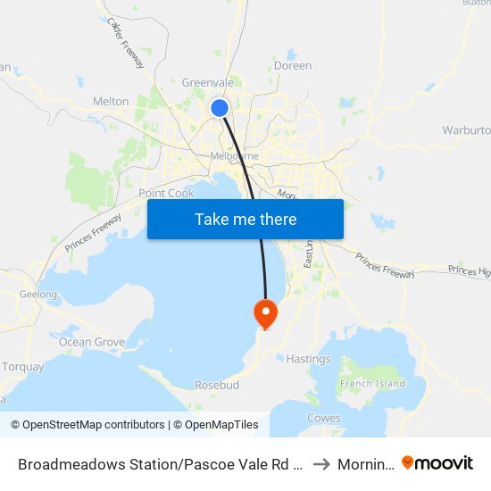 Broadmeadows Station/Pascoe Vale Rd (Broadmeadows) to Mornington map