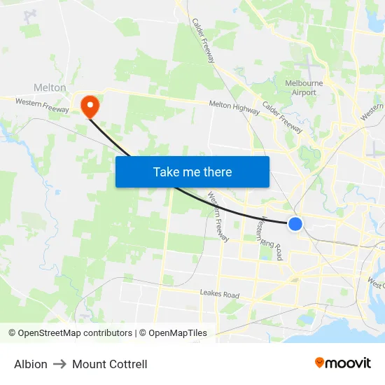 Albion to Mount Cottrell map