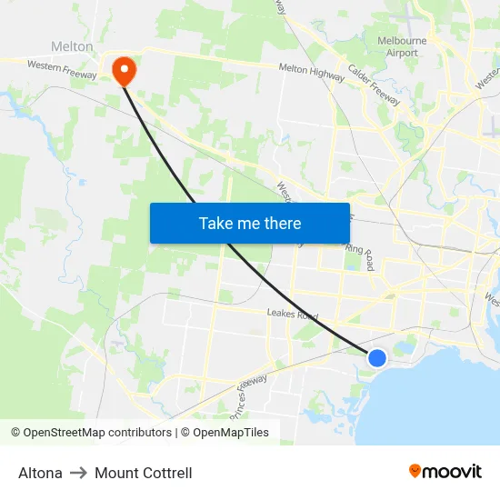 Altona to Mount Cottrell map