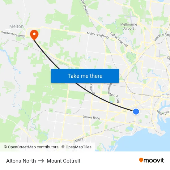 Altona North to Mount Cottrell map