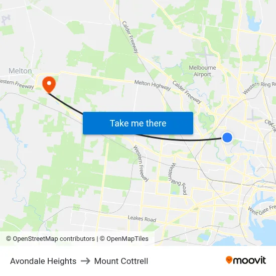 Avondale Heights to Mount Cottrell map