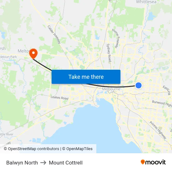 Balwyn North to Mount Cottrell map