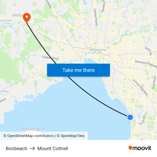 Bonbeach to Mount Cottrell map